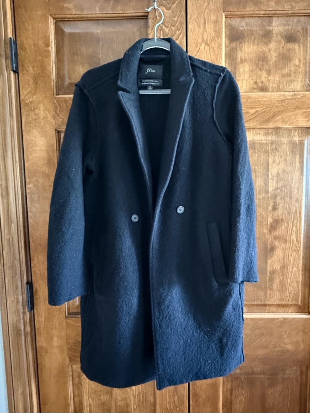 J. Crew Black Wool Collared Coat - Women's Size 12